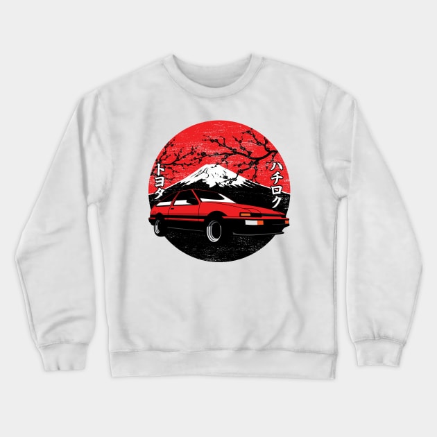 Mt Fuji Toyota Corolla AE86 Crewneck Sweatshirt by thesupragoddess